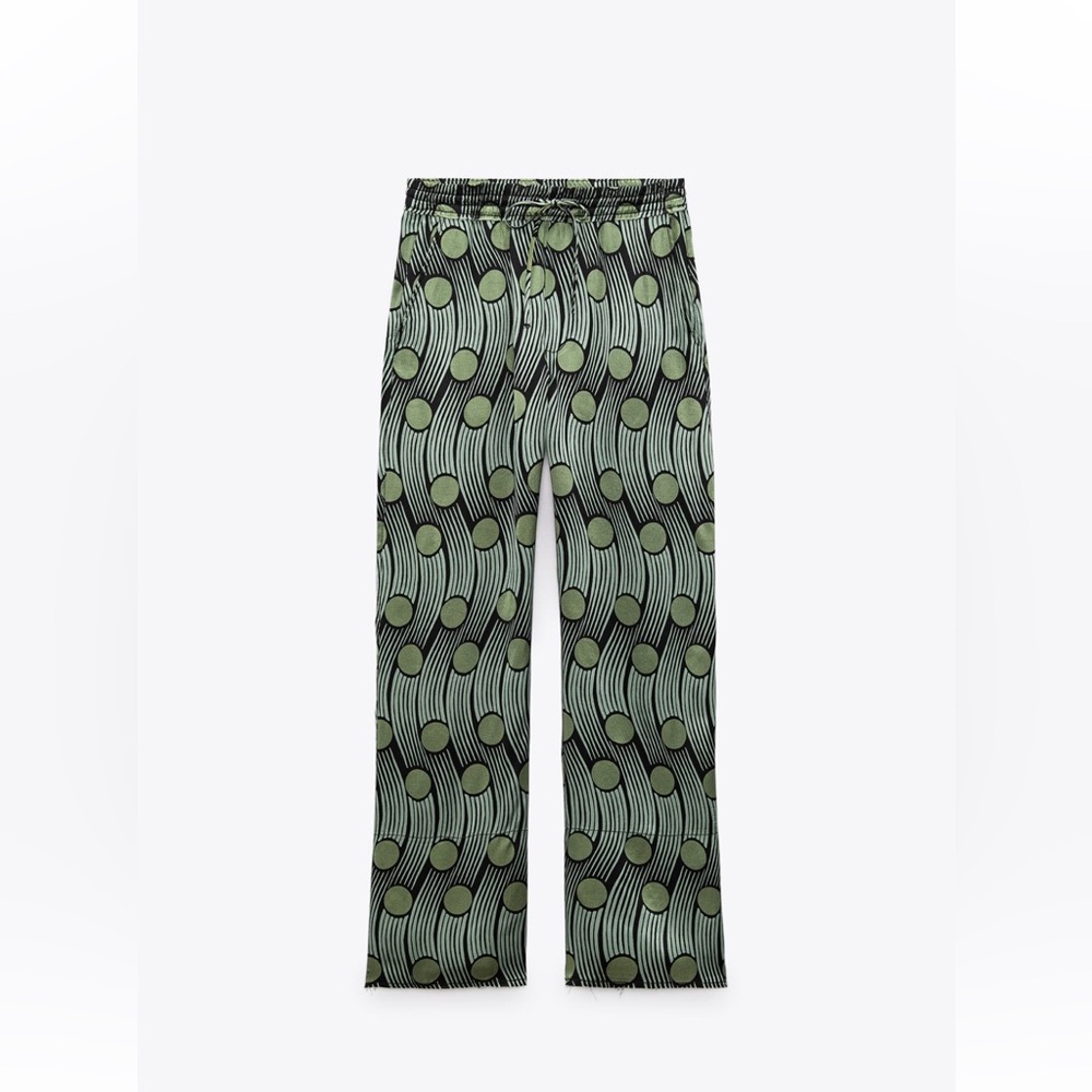 ZARA FLOWY PRINTED SATIN PANTS